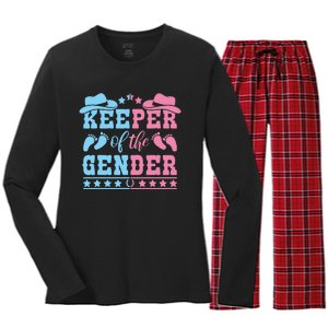 Western Baby Gender Reveal Party Outfit Keeper Of The Gender Women's Long Sleeve Flannel Pajama Set 