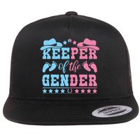 Western Baby Gender Reveal Party Outfit Keeper Of The Gender Flat Bill Trucker Hat