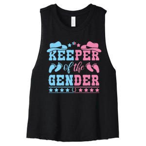 Western Baby Gender Reveal Party Outfit Keeper Of The Gender Women's Racerback Cropped Tank