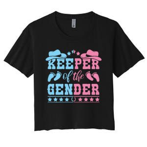 Western Baby Gender Reveal Party Outfit Keeper Of The Gender Women's Crop Top Tee