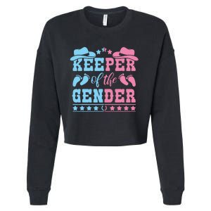 Western Baby Gender Reveal Party Outfit Keeper Of The Gender Cropped Pullover Crew