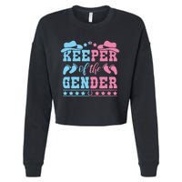 Western Baby Gender Reveal Party Outfit Keeper Of The Gender Cropped Pullover Crew