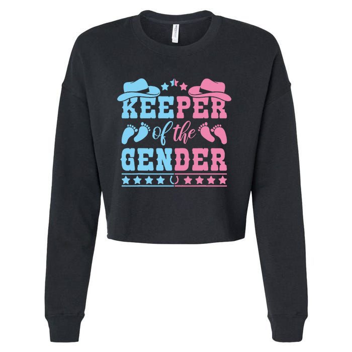 Western Baby Gender Reveal Party Outfit Keeper Of The Gender Cropped Pullover Crew