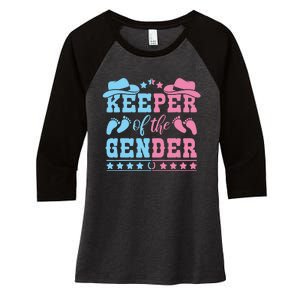 Western Baby Gender Reveal Party Outfit Keeper Of The Gender Women's Tri-Blend 3/4-Sleeve Raglan Shirt