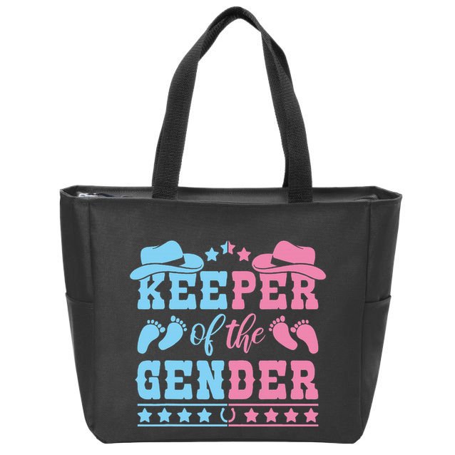 Western Baby Gender Reveal Party Outfit Keeper Of The Gender Zip Tote Bag
