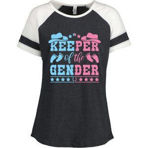 Western Baby Gender Reveal Party Outfit Keeper Of The Gender Enza Ladies Jersey Colorblock Tee