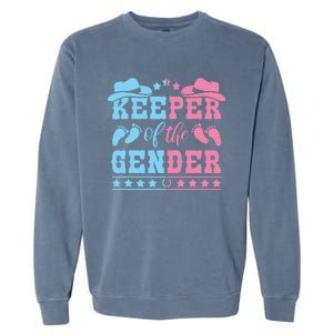 Western Baby Gender Reveal Party Outfit Keeper Of The Gender Garment-Dyed Sweatshirt