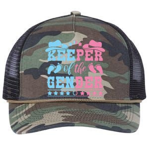 Western Baby Gender Reveal Party Outfit Keeper Of The Gender Retro Rope Trucker Hat Cap