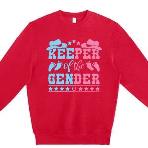 Western Baby Gender Reveal Party Outfit Keeper Of The Gender Premium Crewneck Sweatshirt