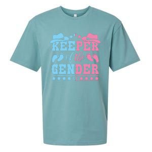 Western Baby Gender Reveal Party Outfit Keeper Of The Gender Sueded Cloud Jersey T-Shirt