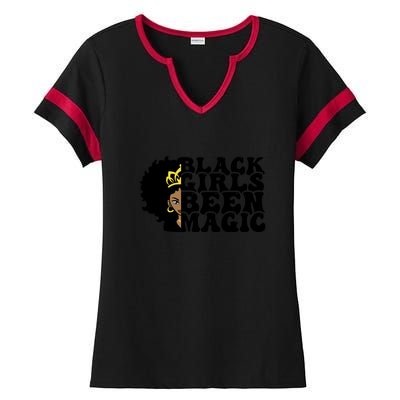 Women Black Girl Been Magic For Black History Month Gift Ladies Halftime Notch Neck Tee