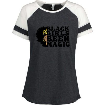 Women Black Girl Been Magic For Black History Month Gift Enza Ladies Jersey Colorblock Tee