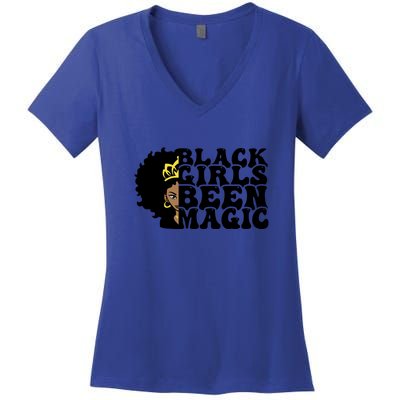 Women Black Girl Been Magic For Black History Month Gift Women's V-Neck T-Shirt