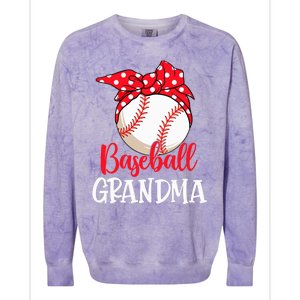 Wo Baseball Grandma Cute Mother's Day Funny Baseball Player V-Neck Colorblast Crewneck Sweatshirt