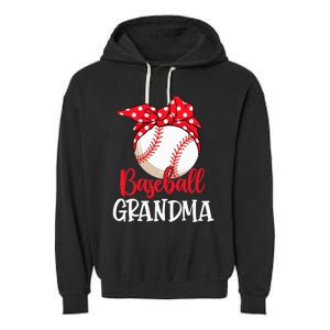 Wo Baseball Grandma Cute Mother's Day Funny Baseball Player V-Neck Garment-Dyed Fleece Hoodie