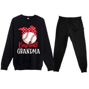 Wo Baseball Grandma Cute Mother's Day Funny Baseball Player V-Neck Premium Crewneck Sweatsuit Set