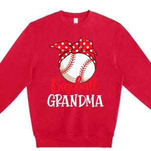 Wo Baseball Grandma Cute Mother's Day Funny Baseball Player V-Neck Premium Crewneck Sweatshirt