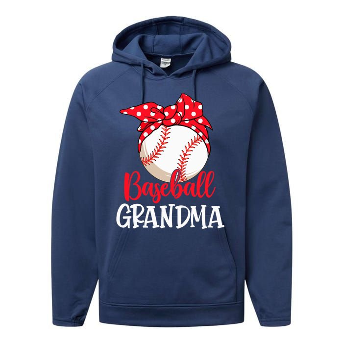 Wo Baseball Grandma Cute Mother's Day Funny Baseball Player V-Neck Performance Fleece Hoodie