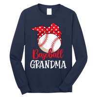 Wo Baseball Grandma Cute Mother's Day Funny Baseball Player V-Neck Long Sleeve Shirt