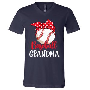 Wo Baseball Grandma Cute Mother's Day Funny Baseball Player V-Neck V-Neck T-Shirt