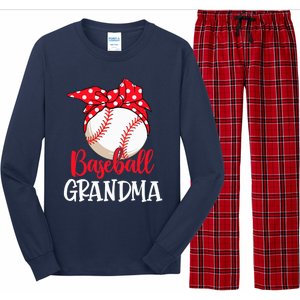 Wo Baseball Grandma Cute Mother's Day Funny Baseball Player V-Neck Long Sleeve Pajama Set