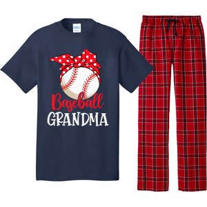 Wo Baseball Grandma Cute Mother's Day Funny Baseball Player V-Neck Pajama Set