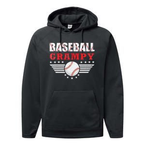 Womens Baseball Grampy Funny Ball Grampy Mothers Day Gifts Performance Fleece Hoodie