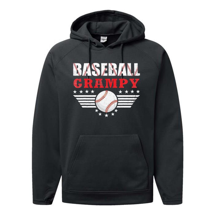 Womens Baseball Grampy Funny Ball Grampy Mothers Day Gifts Performance Fleece Hoodie