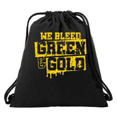 We Bleed Green & Gold Game Day Group School Drawstring Bag