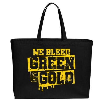 We Bleed Green & Gold Game Day Group School Cotton Canvas Jumbo Tote