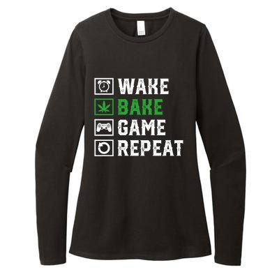 Wake Bake Game Repeat 420 Weed Cannabis Thc Stoner Gift Womens CVC Long Sleeve Shirt