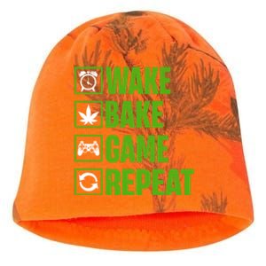 Wake Bake Game Repeat 420 Retro Weed Cannabis Thc Marijuana Funny Gift Kati - Camo Knit Beanie