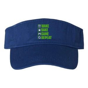 Wake Bake Game Repeat 420 Retro Weed Cannabis Thc Marijuana Funny Gift Valucap Bio-Washed Visor