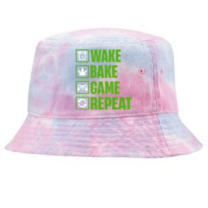 Wake Bake Game Repeat 420 Retro Weed Cannabis Thc Marijuana Funny Gift Tie-Dyed Bucket Hat