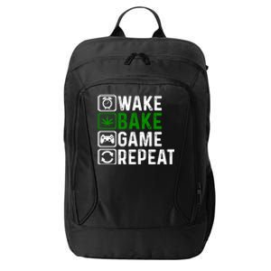 Wake Bake Game Repeat Marijuana Weed Lover Weed Gift City Backpack