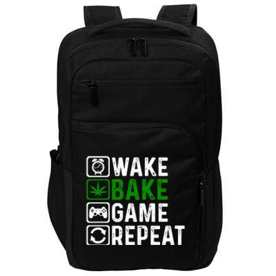 Wake Bake Game Repeat Marijuana Weed Lover Weed Gift Impact Tech Backpack