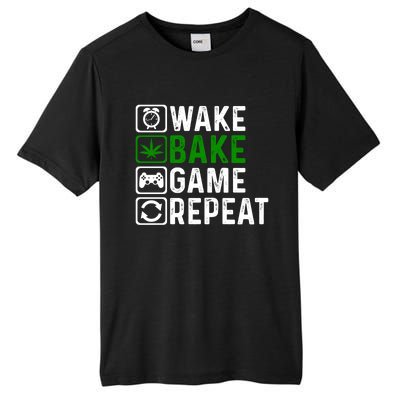 Wake Bake Game Repeat Marijuana Weed Lover Weed Gift Tall Fusion ChromaSoft Performance T-Shirt