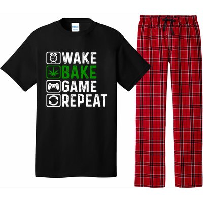 Wake Bake Game Repeat Marijuana Weed Lover Weed Gift Pajama Set