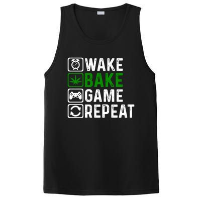 Wake Bake Game Repeat Marijuana Weed Lover Weed Gift PosiCharge Competitor Tank