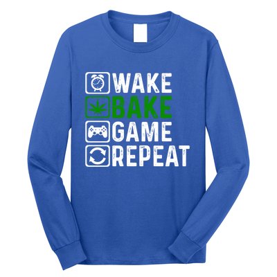 Wake Bake Game Repeat Marijuana Weed Lover Weed Gift Long Sleeve Shirt