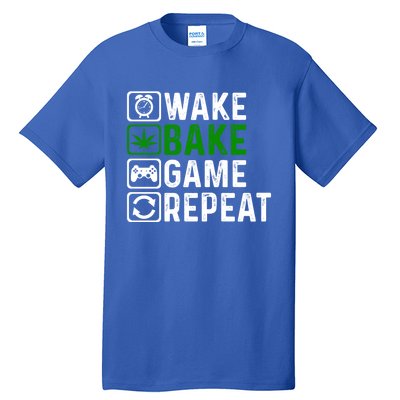 Wake Bake Game Repeat Marijuana Weed Lover Weed Gift Tall T-Shirt