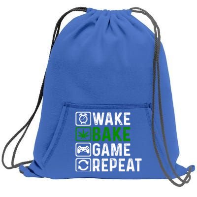 Wake Bake Game Repeat Marijuana Weed Lover Weed Gift Sweatshirt Cinch Pack Bag