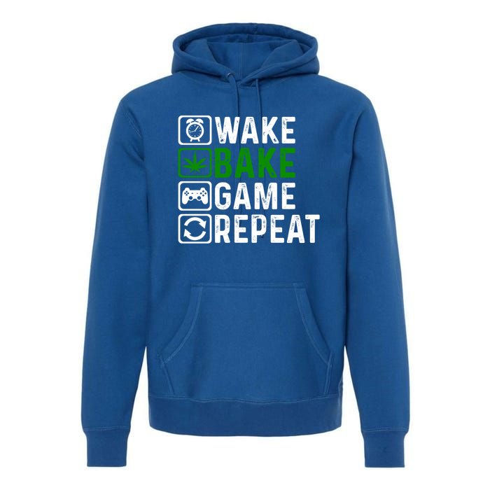 Wake Bake Game Repeat Marijuana Weed Lover Weed Gift Premium Hoodie