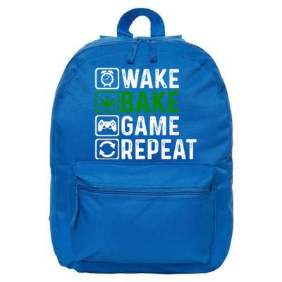 Wake Bake Game Repeat Marijuana Weed Lover Weed Gift 16 in Basic Backpack