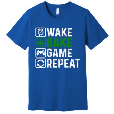 Wake Bake Game Repeat Marijuana Weed Lover Weed Gift Premium T-Shirt