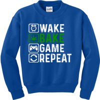 Wake Bake Game Repeat Marijuana Weed Lover Weed Gift Kids Sweatshirt