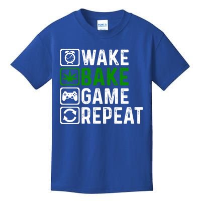 Wake Bake Game Repeat Marijuana Weed Lover Weed Gift Kids T-Shirt