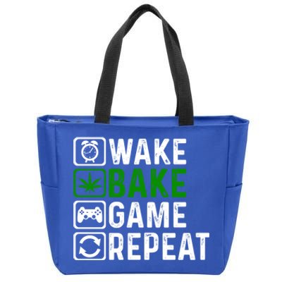 Wake Bake Game Repeat Marijuana Weed Lover Weed Gift Zip Tote Bag