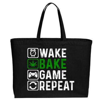 Wake Bake Game Repeat Marijuana Weed Lover Weed Gift Cotton Canvas Jumbo Tote