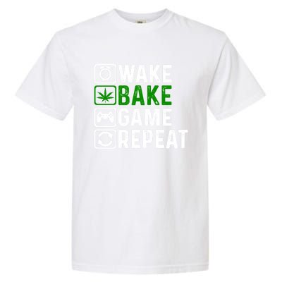 Wake Bake Game Repeat Marijuana Weed Lover Weed Gift Garment-Dyed Heavyweight T-Shirt